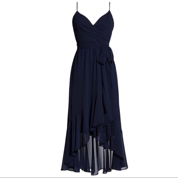 Eliza J High Low Faux Wrap Chiffon Dress - Picture 4 of 5